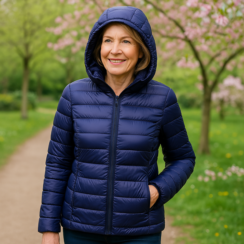 Astrid™ | Marineblå Jakke med Hette