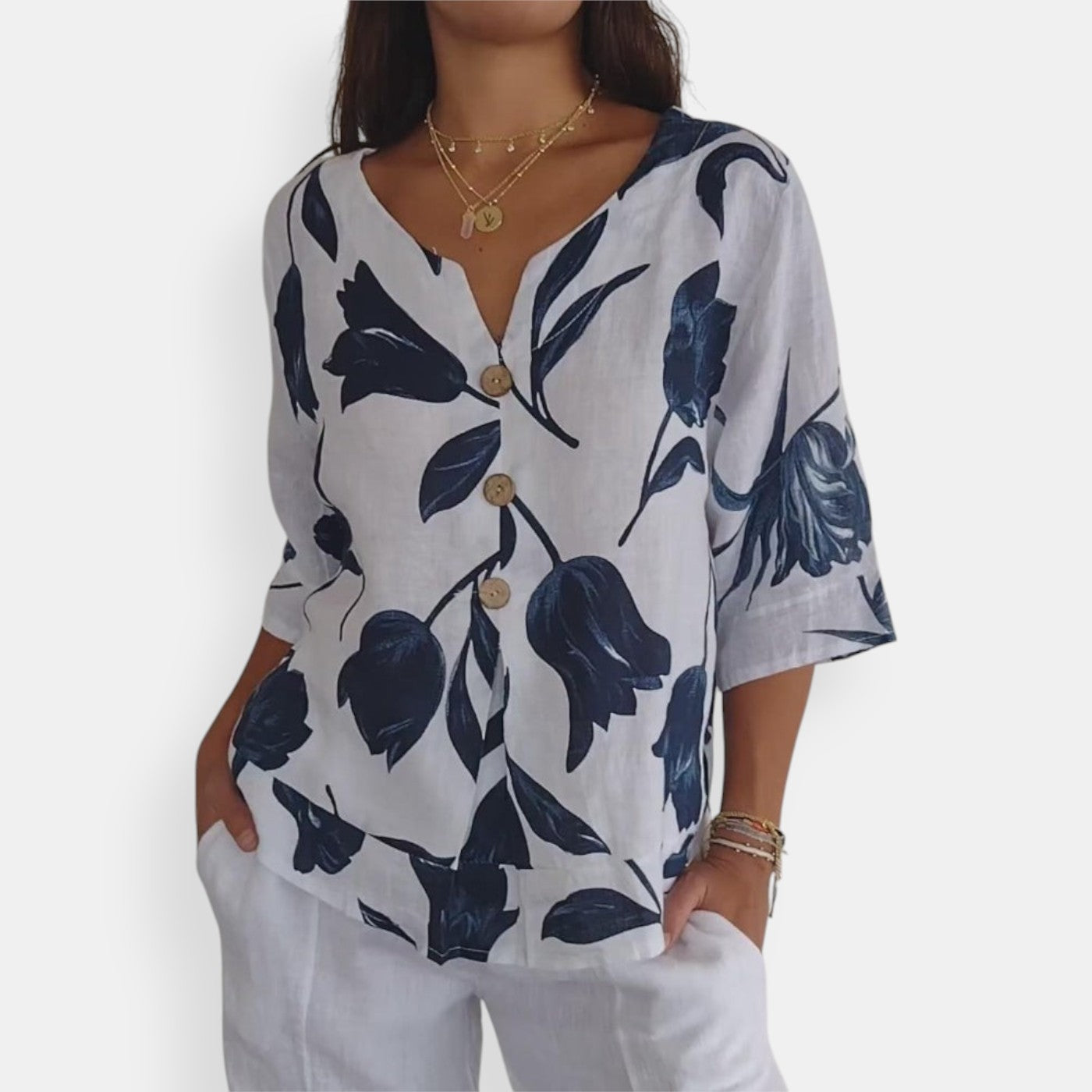 Åsne | Elegant Blomsterbluse