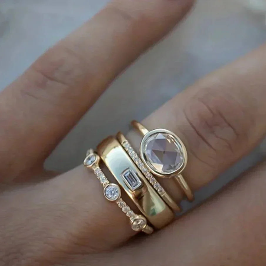 Chloe – Vintage Gull & Zirkonia Ring Sett