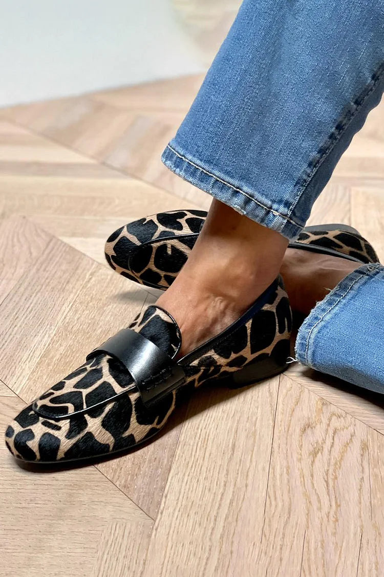 Hildemor | Loafers med giraffmønster og sort skinnfinish