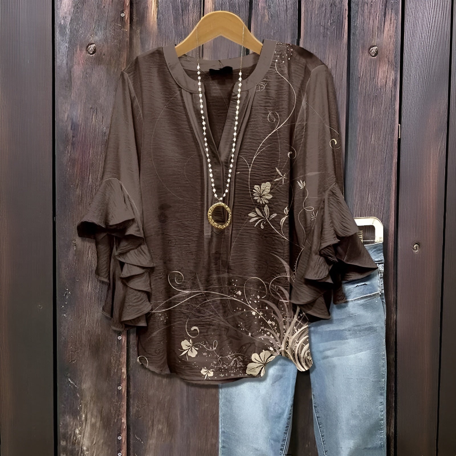 Embjør | Bluse Med Volang-Ermer