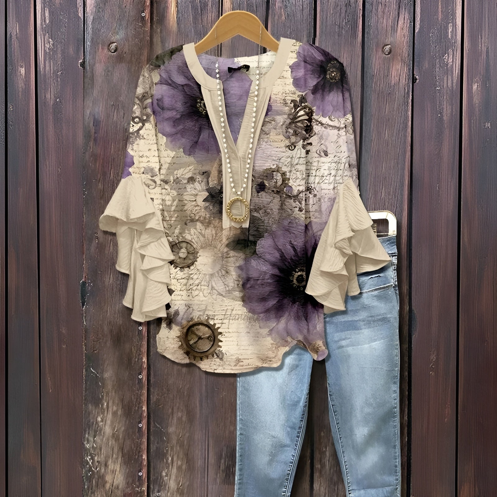 Embjør | Bluse Med Volang-Ermer