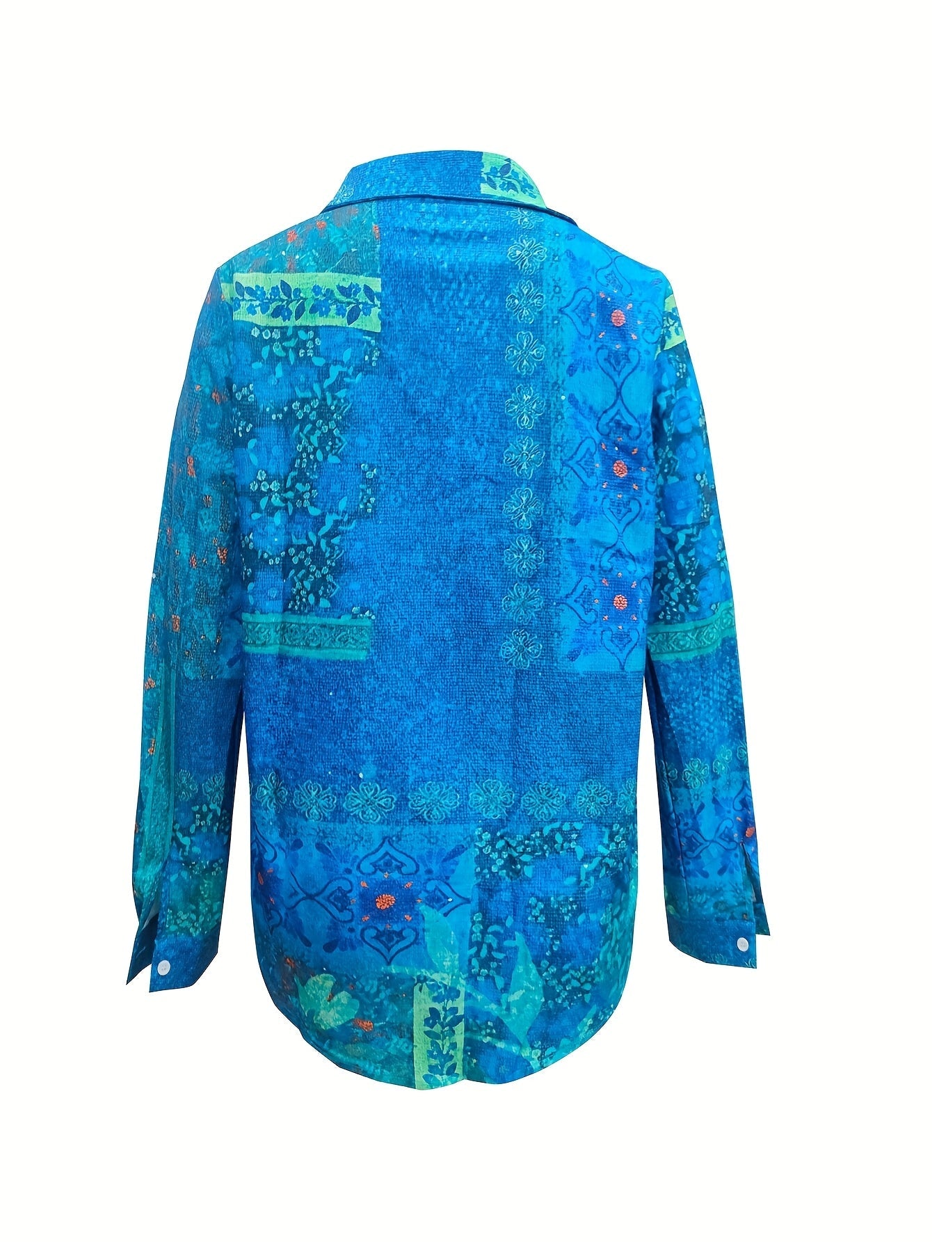 Margit | Skjortebluse med kunstnerisk blåmønster