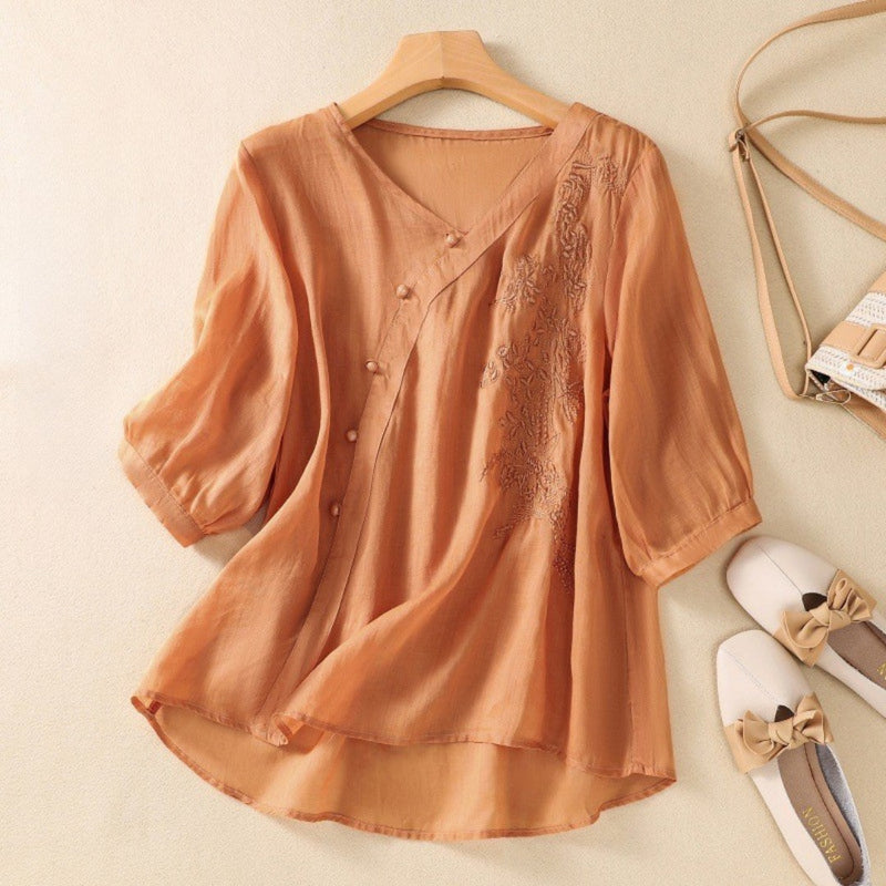 Jorinda | Elegant bluse med broderte detaljer