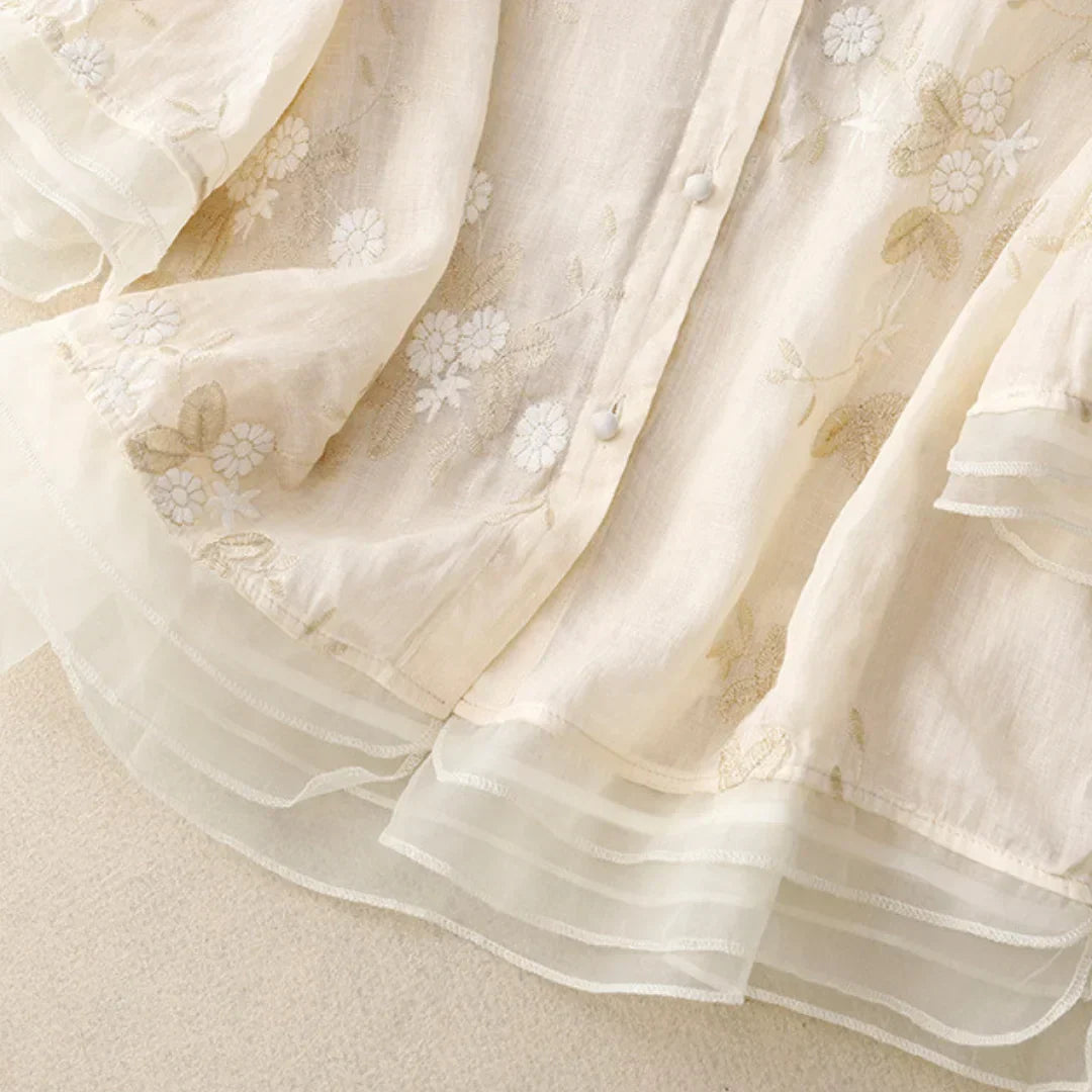 Malin | Bluse med broderte blomster