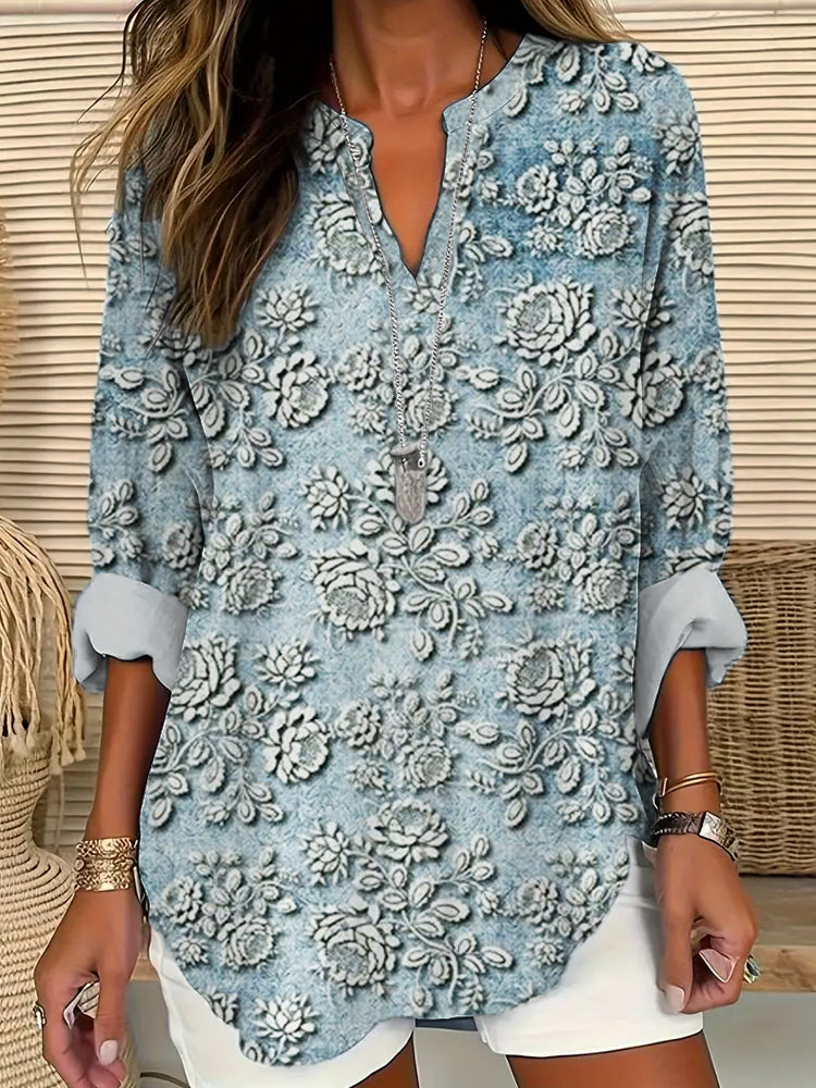 Aasny - Blomstermist Trykt Bluse