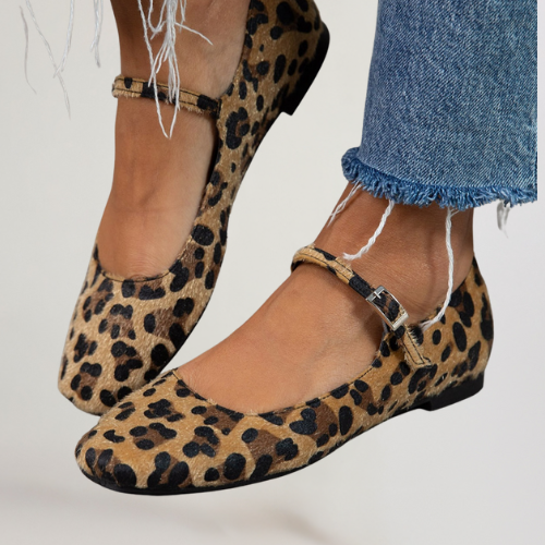 Lida | Leopardmønstrede ballerinasko med rem
