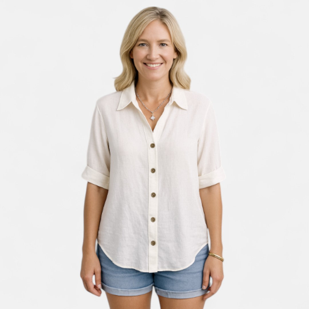 Annfrid™ | Linstoff Skjorte med Knapper
