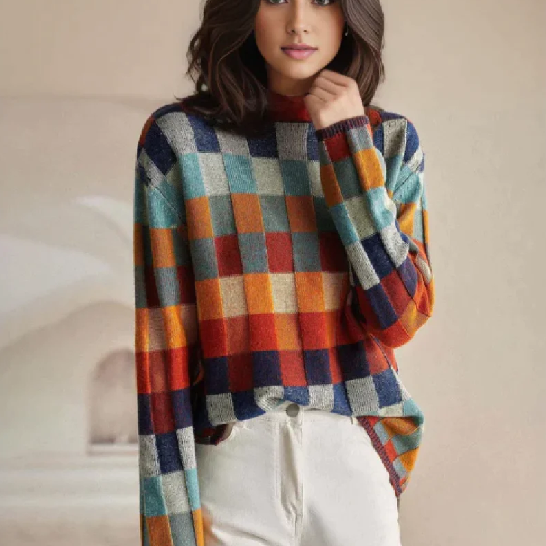 Julia | Luksuriøs Patchwork Turtleneck